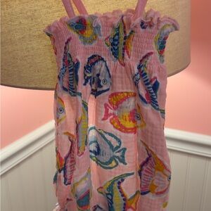 Mud Pie Pink Fish Print Kids One Piece